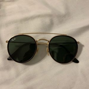 Ray ban round double bridge gold